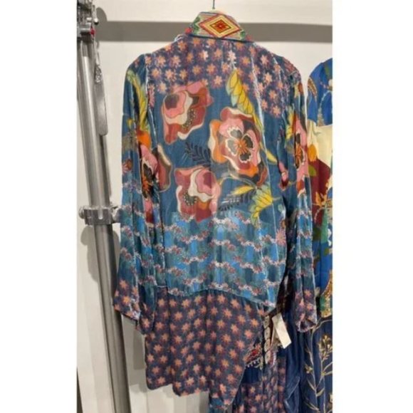 Johnny Was Vember Burnout Gweneth Dress Flowers Velvet Floral Blue New - Picture 8 of 8